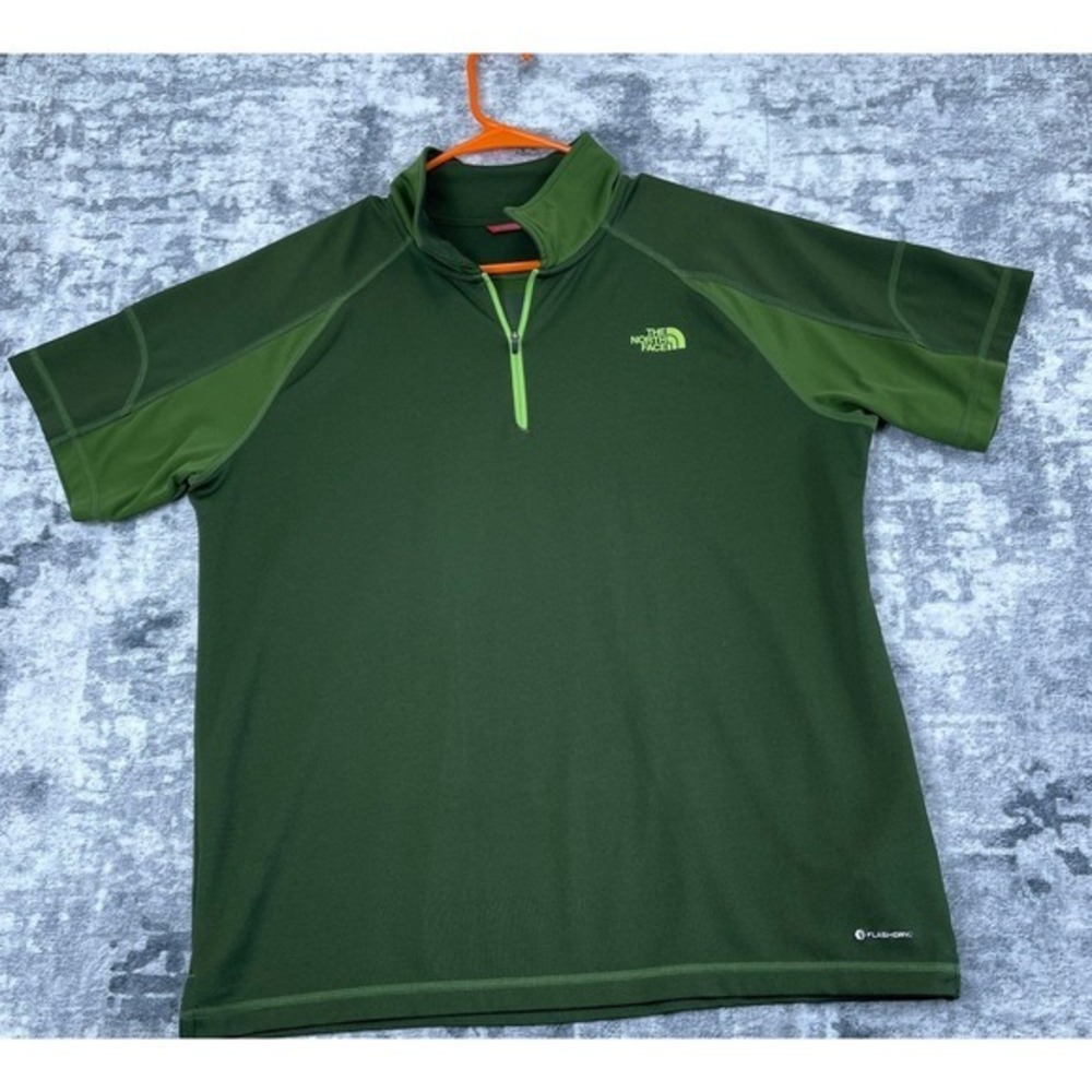 The North Face FlashDry Quarter Zip Shirt Men's‎ M Green Hiking Running Active